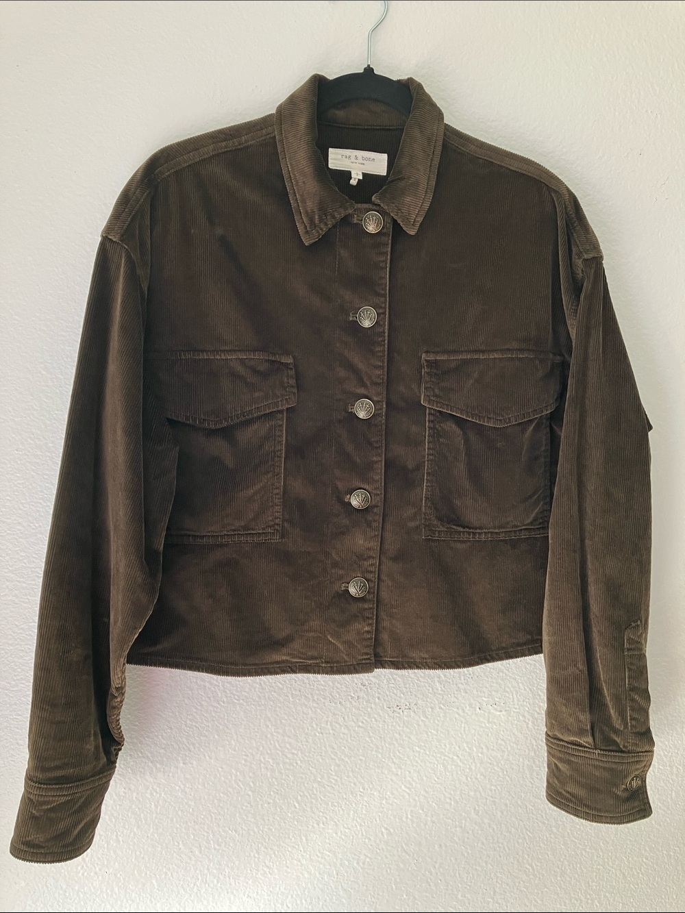Rag & Bone Women’s Olive/ Brown Corduroy Button-Front Cropped Jacket